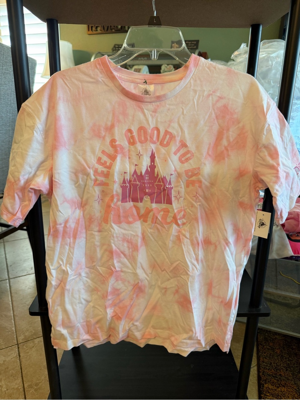 Disney Walt Disney World Pink/White Tie-Dye Castle Graphic T-Shirt XS